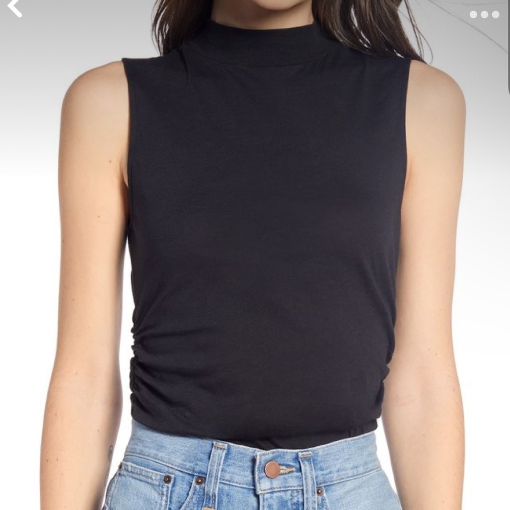 Something Navy Black Sleeveless Mock Neck Tank